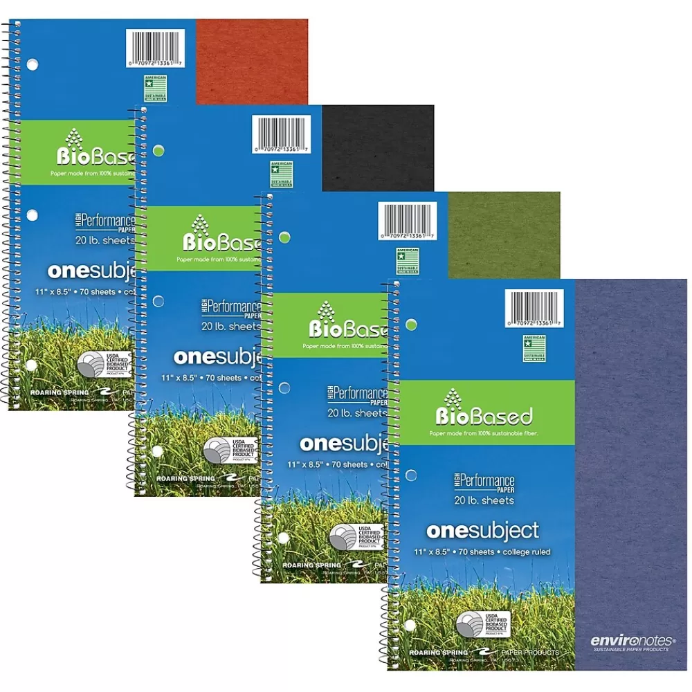 Roaring Spring Paper Products Subject Notebooks<BioBased 1-Subject Notebooks, 8.5" x 11", College Ruled, 70 Sheets, Each (13361)