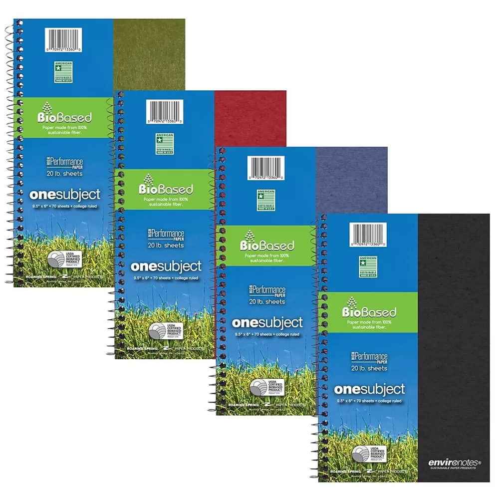 Roaring Spring Paper Products Subject Notebooks<BioBased 1-Subject Notebooks, 6" x 9.5", College Ruled, 70 Sheets, Each (13360)