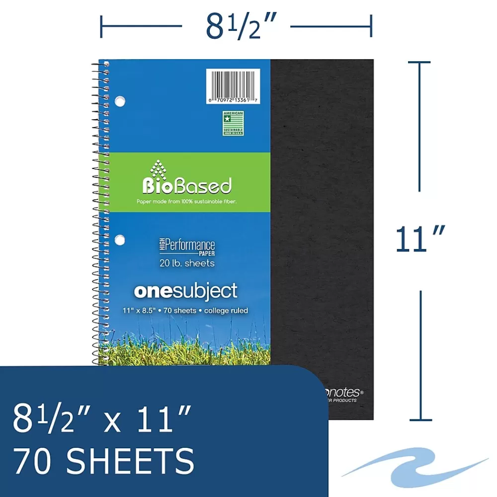 Roaring Spring Paper Products Subject Notebooks<BioBased 1-Subject Notebooks, 8.5" x 11", College Ruled, 70 Sheets, Each (13361)