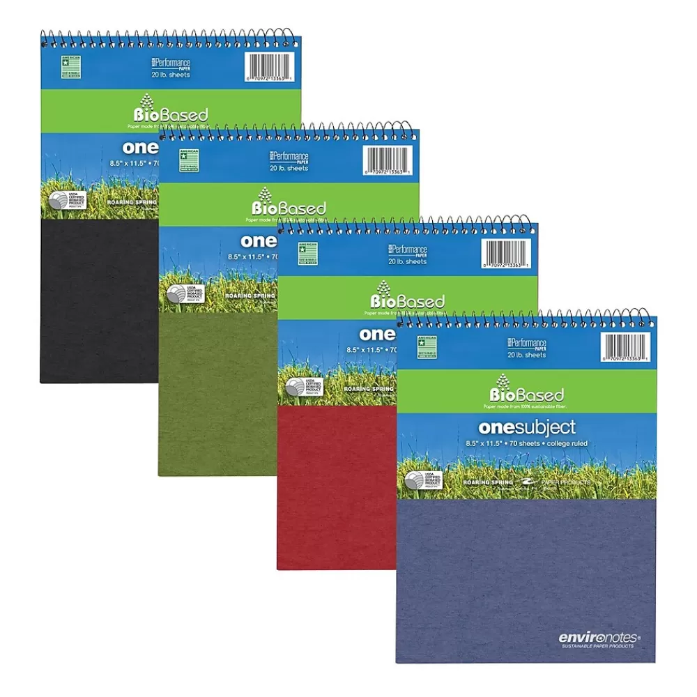 Roaring Spring Paper Products Notebooks<BioBased 1-Subject Professional Notebooks, 11.5" x 8.5", College Ruled, 70 Sheets, Each (13363)