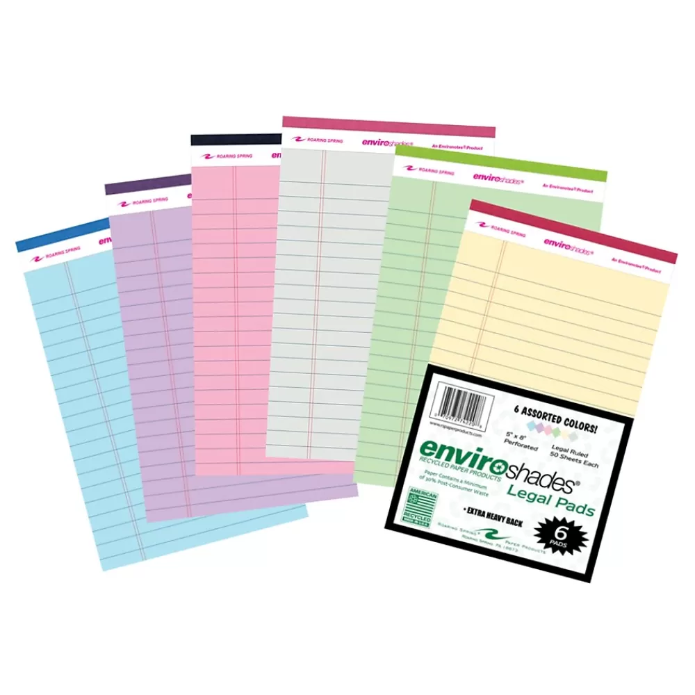 Roaring Spring Paper Products Notepads<Enviroshades Notepad, 5" x 8.25", Legal Ruled, 6/Pack (74220)