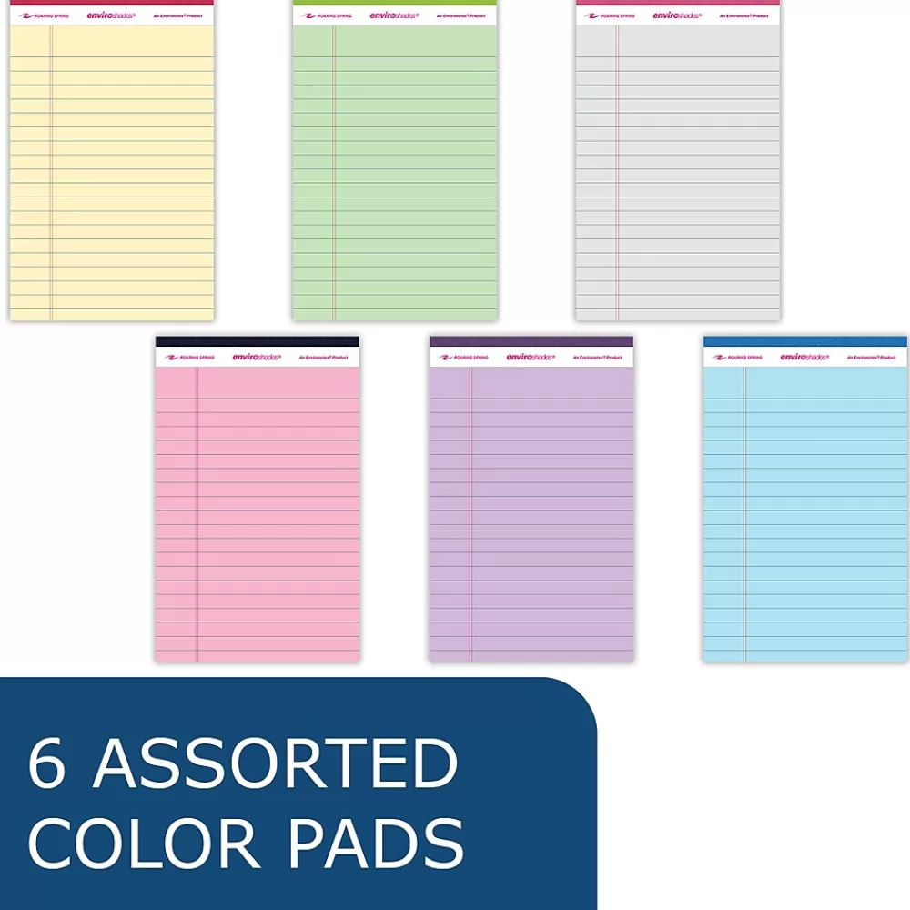 Roaring Spring Paper Products Notepads<Enviroshades Notepad, 5" x 8.25", Legal Ruled, 6/Pack (74220)