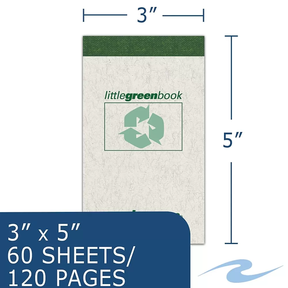 Roaring Spring Paper Products Notepads<Little Green Book, Gray Cover, Narrow Ruled, 3 x 5, White Paper, 60 Sheets