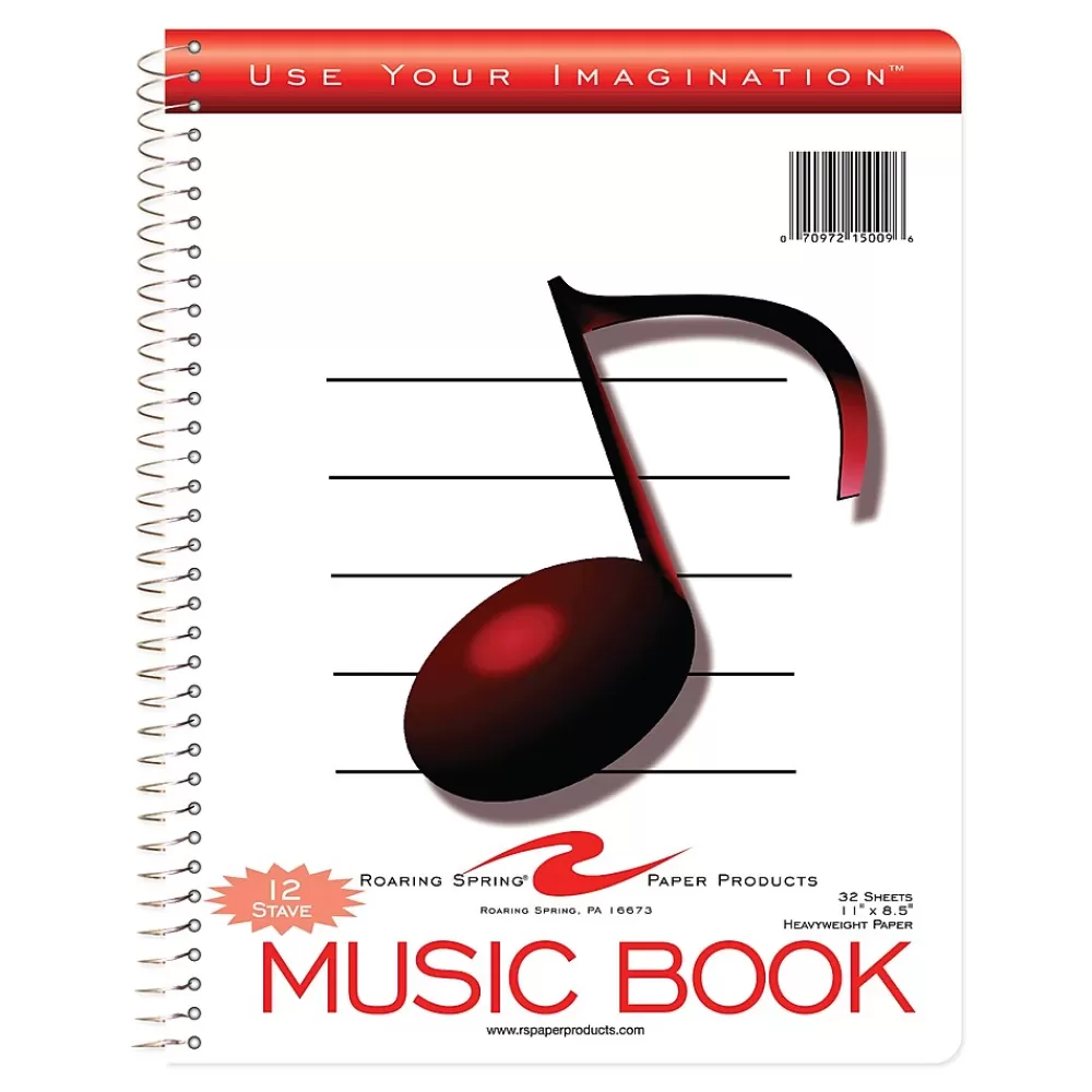 Roaring Spring Paper Products Composition Notebooks<Music Composition Notebook, 11" x 8.5", 32 Sheets, White (15009)