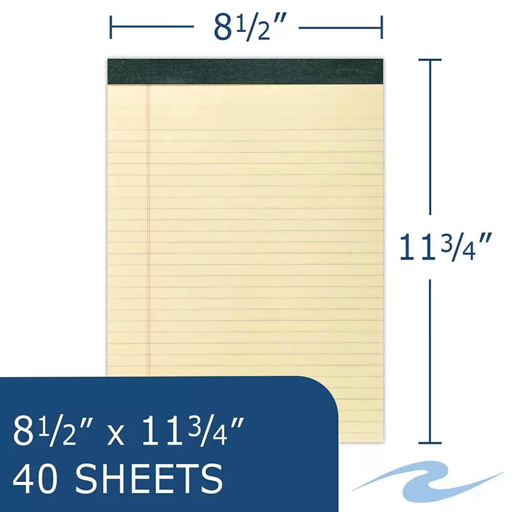 Roaring Spring Paper Products Notepads<Recycled Legal Pad, 8.5" x 11.75", 40 Sheets/Pad, Canary (74712)