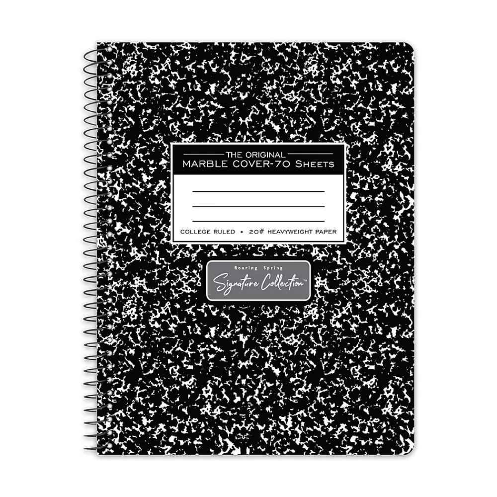Roaring Spring Paper Products Subject Notebooks<Signature 1-Subject Composition Notebooks, 7.5" x 9.75", College Ruled, 70 Sheets, Black (10111)
