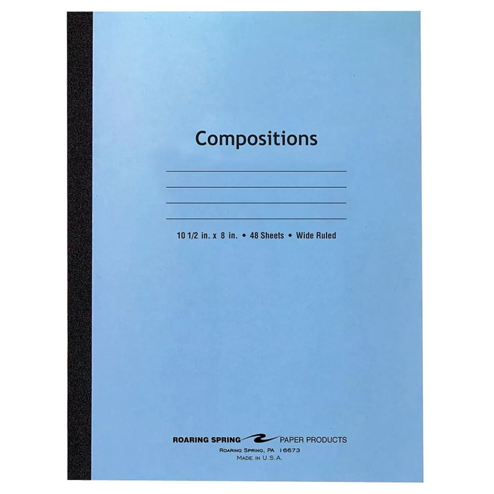 Roaring Spring Paper Products Composition Notebooks<1-Subject Composition Notebook, 8" x 10.5", Wide Ruled, 48 Sheets, Assorted Color (ROA77501)