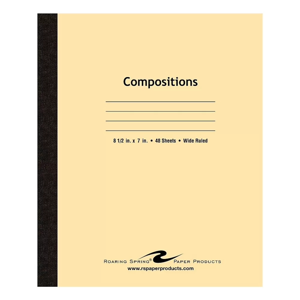 Roaring Spring Paper Products Composition Notebooks<1-Subject Composition Notebooks, 7" x 8.5", Wide Ruled, 48 Sheets, Brown (77308)