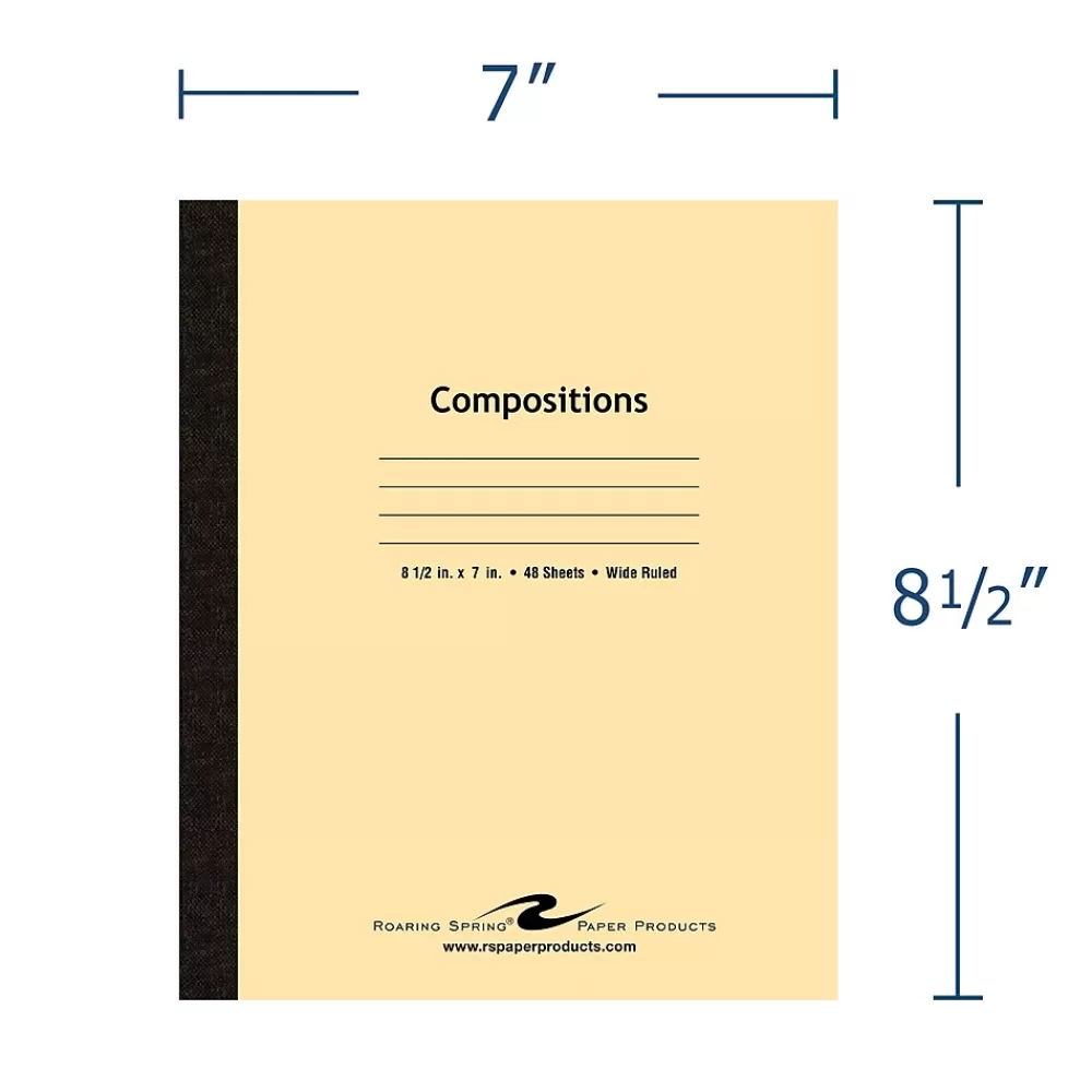 Roaring Spring Paper Products Composition Notebooks<1-Subject Composition Notebooks, 7" x 8.5", Wide Ruled, 48 Sheets, Brown (77308)