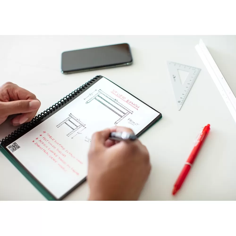 Rocketbook Notebooks<Core Reusable Smart Notebook, 6" x 8.8", Dot-Grid Ruled, 36 Pages, Blue (EVR-E-RC-CDF-FR)
