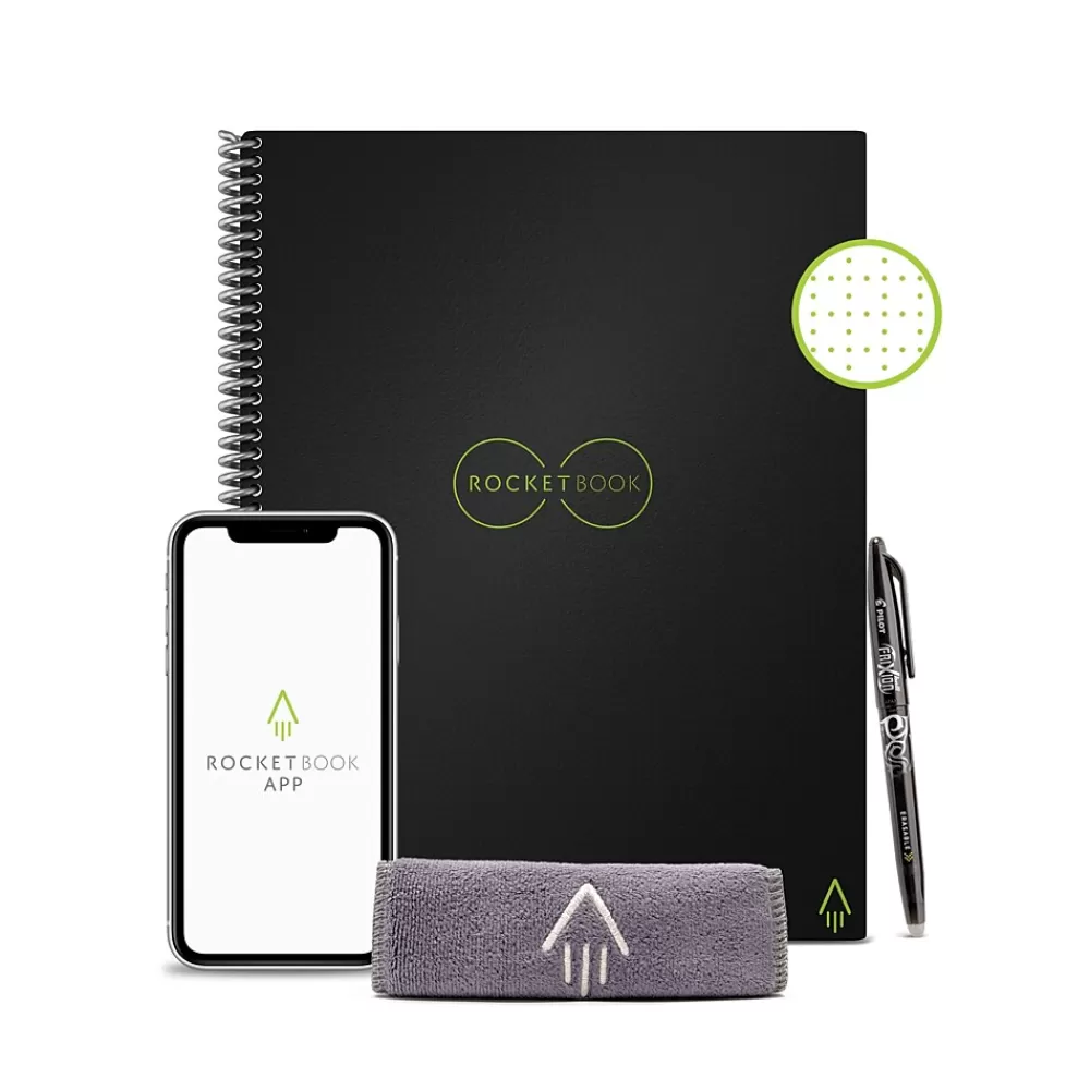 Rocketbook Notebooks<Core Smart Notebook, 8.5" x 11", Dot-Grid Ruled, 32 Pages, Black (EVR-L-RC-A-FR)