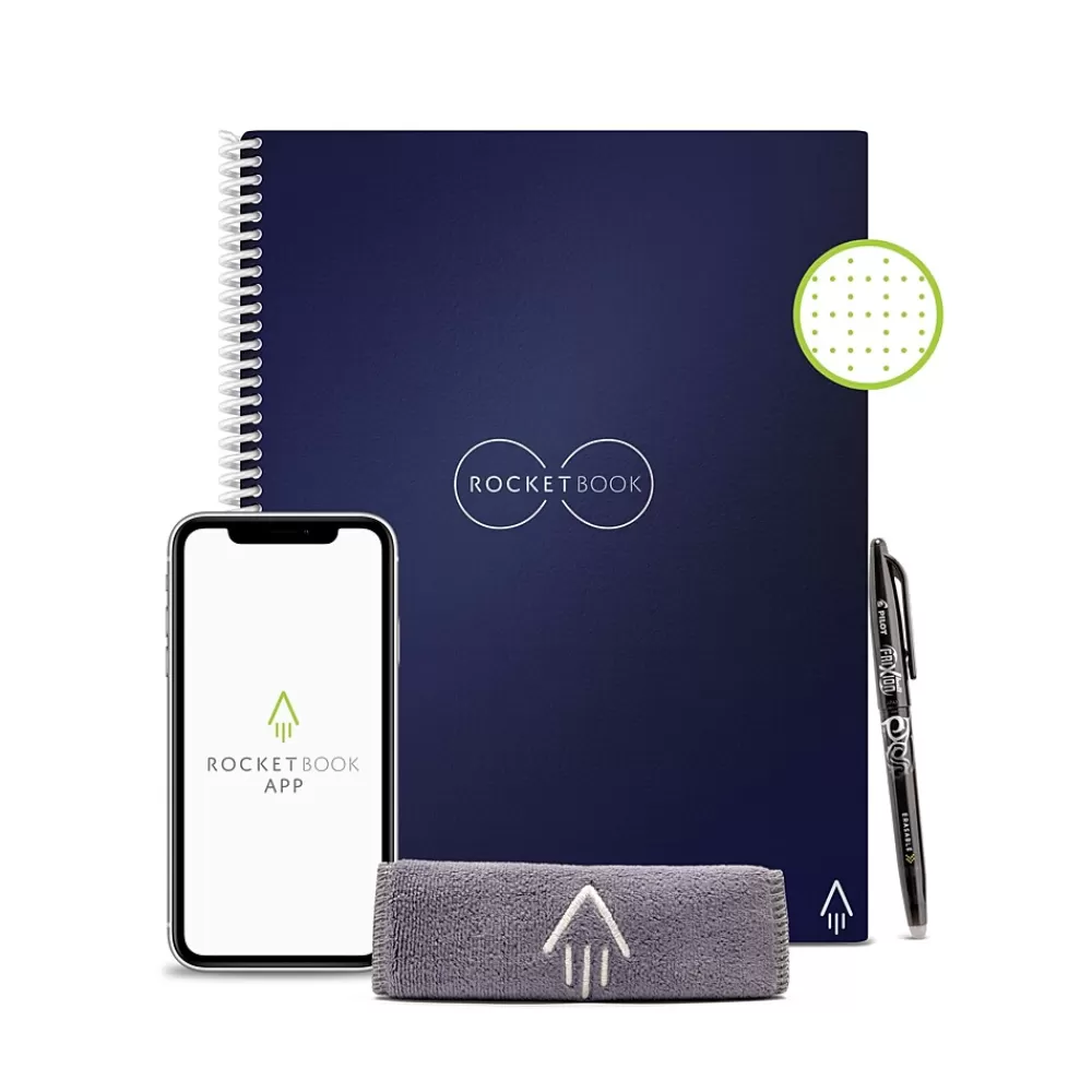 Rocketbook Notebooks<Core 1-Subject Smart Notebook, 8.5" x 11", Dotted, 32 Sheets, Blue (EVR-L-K-CDF)
