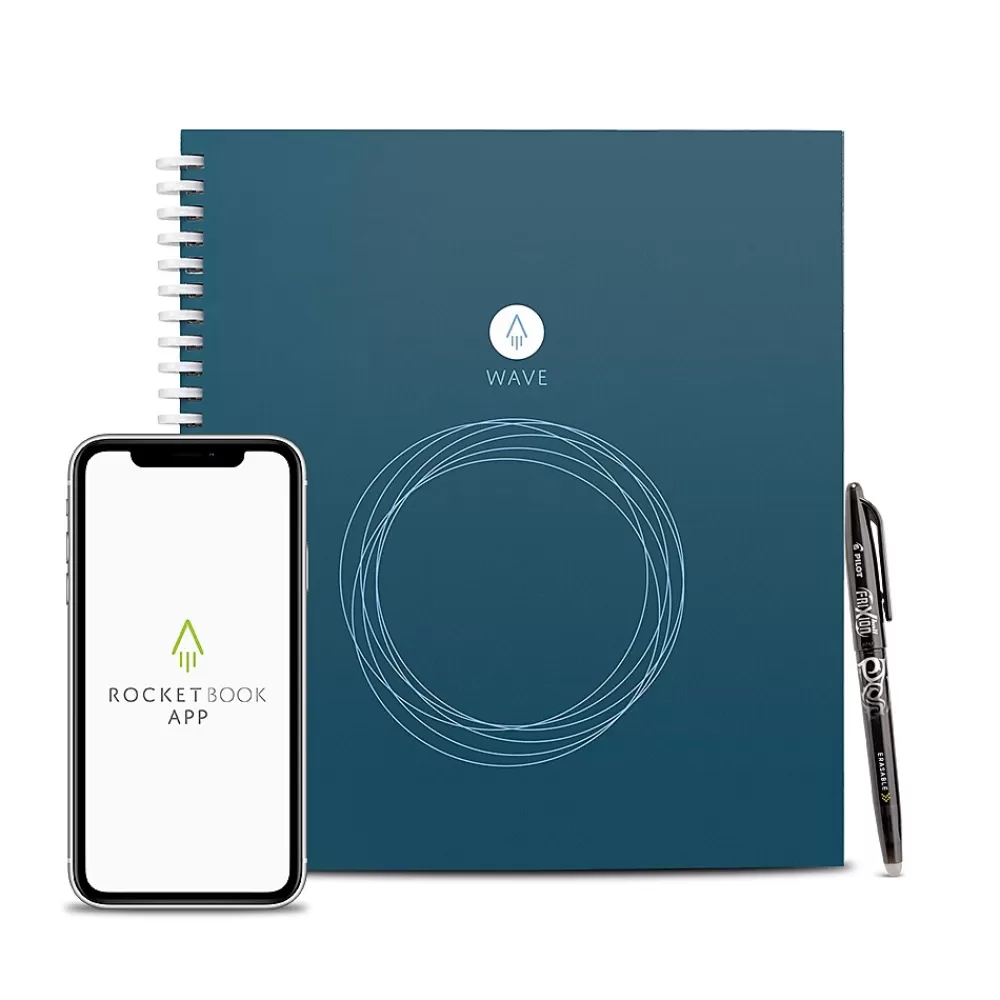Rocketbook Notebooks<Wave 1-Subject Smart Notebook, 8.5" x 9.5", Dotted, 40 Sheets, Blue (WAV-S-K-A)