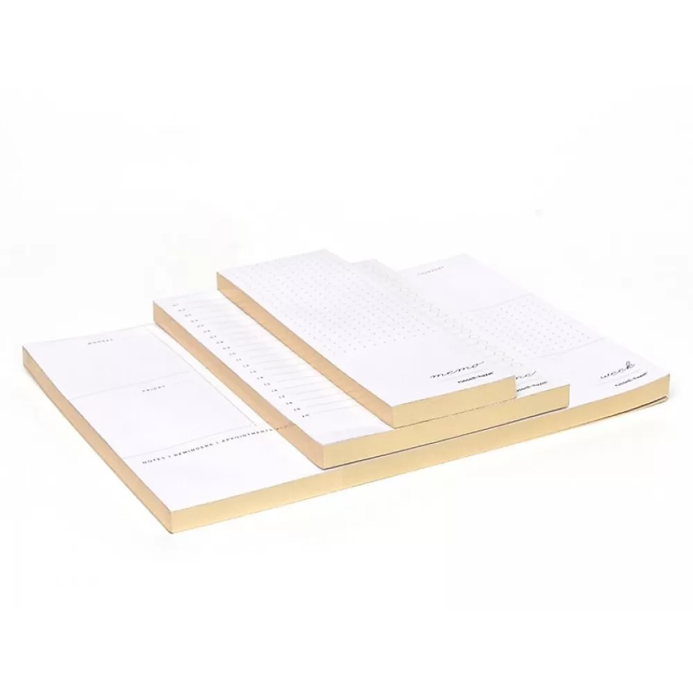 Russell+Hazel Notepads<In Due Time Notepads, White/Gold, 80 Sheets/Pad, 3 Pads/Set (27619)