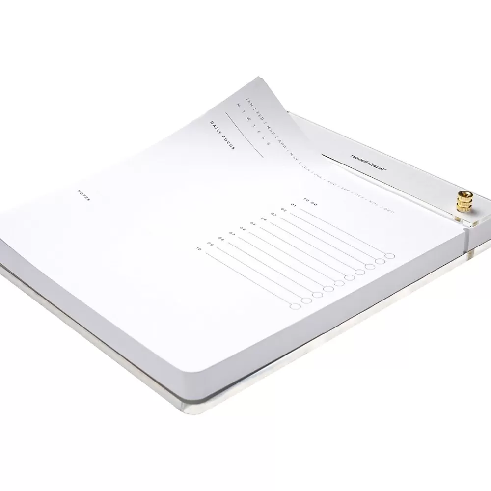 Russell+Hazel Notepads<Notepad, 6.38" x 8.44", White/Gold, 100 Sheets/Pad, 1 Pad/Pack (55748)