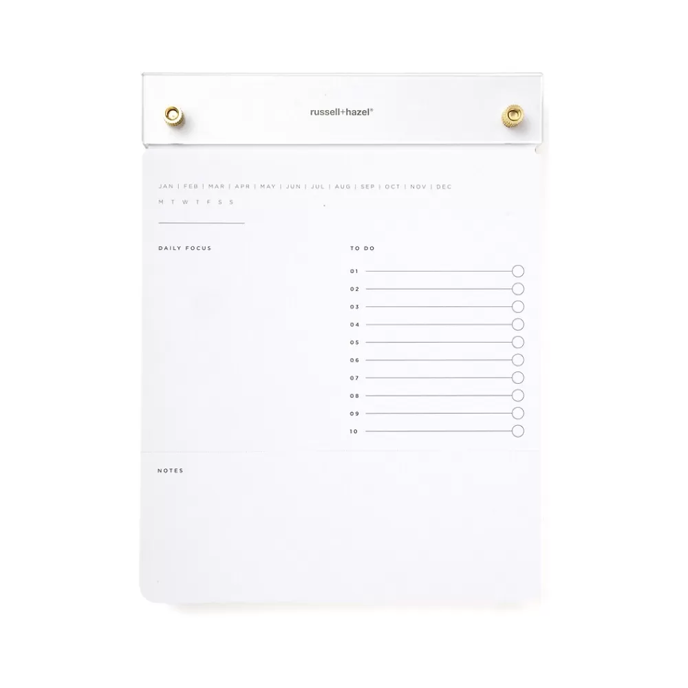 Russell+Hazel Notepads<Notepad, 6.38" x 8.44", White/Gold, 100 Sheets/Pad, 1 Pad/Pack (55748)