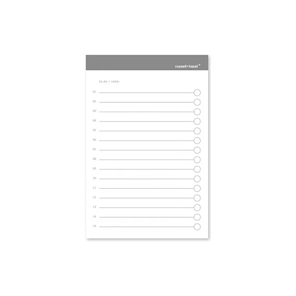 Russell+Hazel Notepads<To-Do Sticky Notes, 4" x 6", White/Charcoal, 50 Sheets/Pad, 3 Pads/Pack (18909)