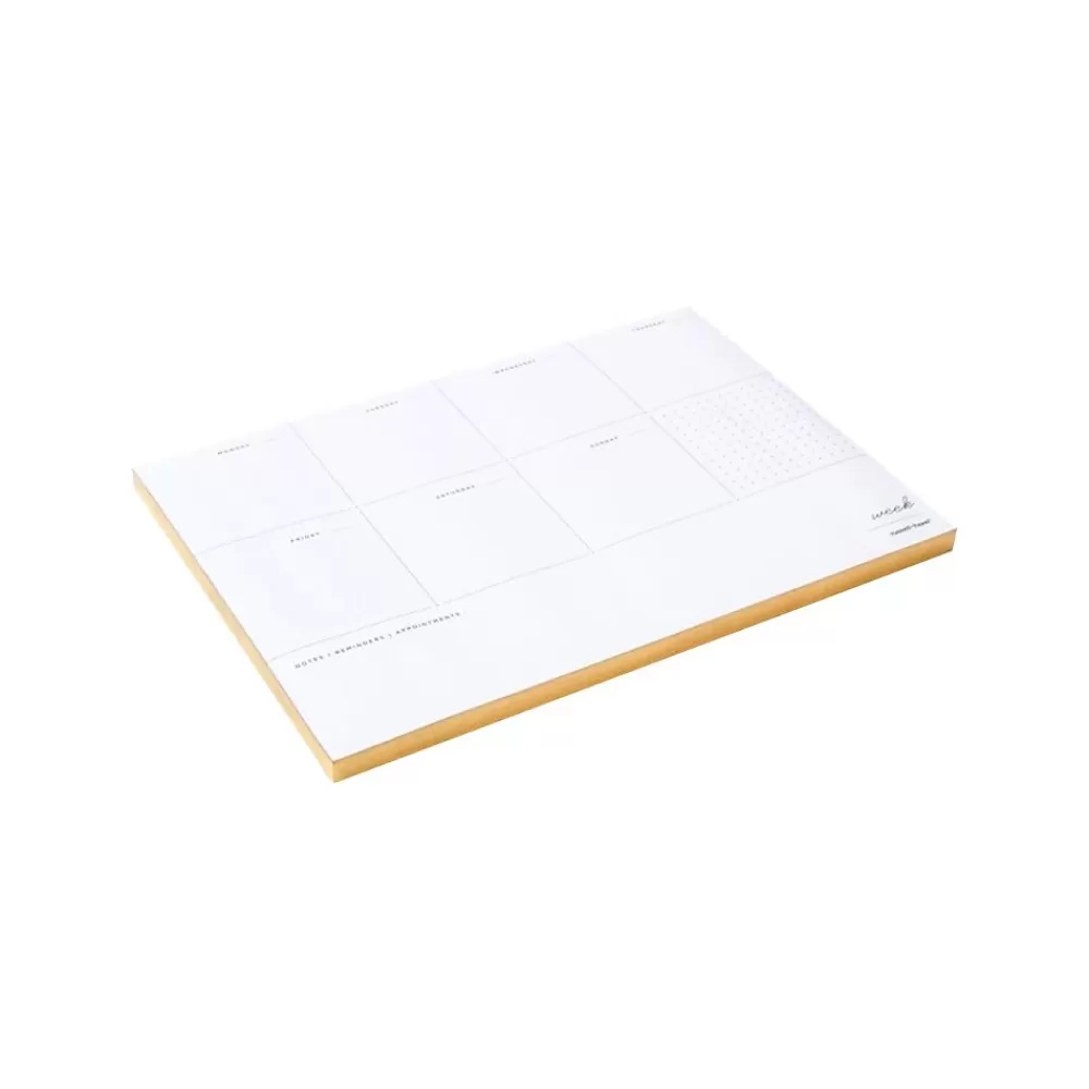 Russell+Hazel Notepads<Weekly Planner Notepad, 10" x 7", Gold/White, 80 Sheets/Pad, 1 Pad/Pack (27616)