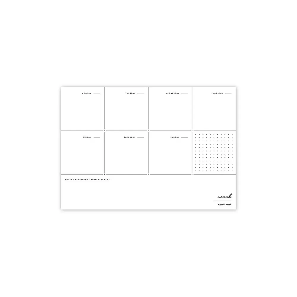 Russell+Hazel Notepads<Weekly Planner Notepad, 10" x 7", Gold/White, 80 Sheets/Pad, 1 Pad/Pack (27616)