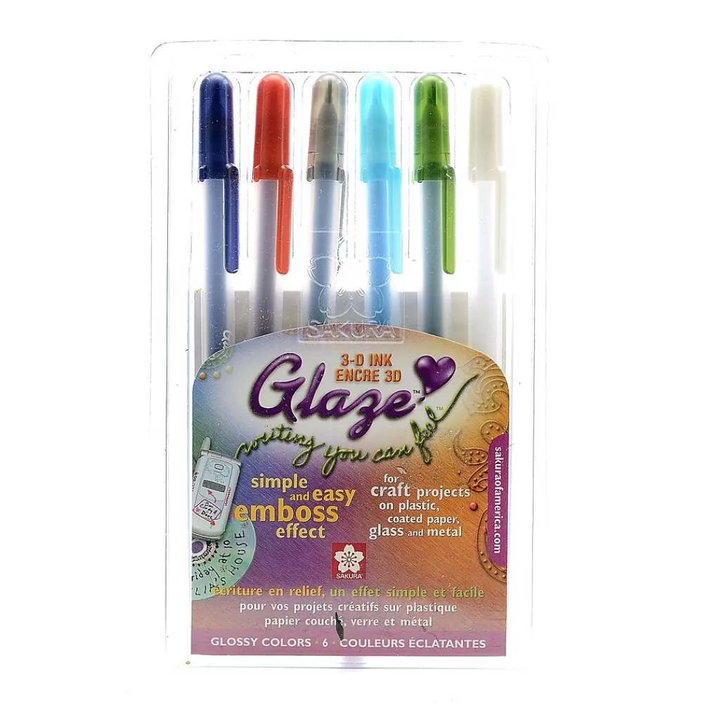 Sakura Pens<Gelly Roll Glaze Pens, 0.7 mm, Assorted Colors, 6 Pens/Set, 2 Sets/Pack (74720-PK2)