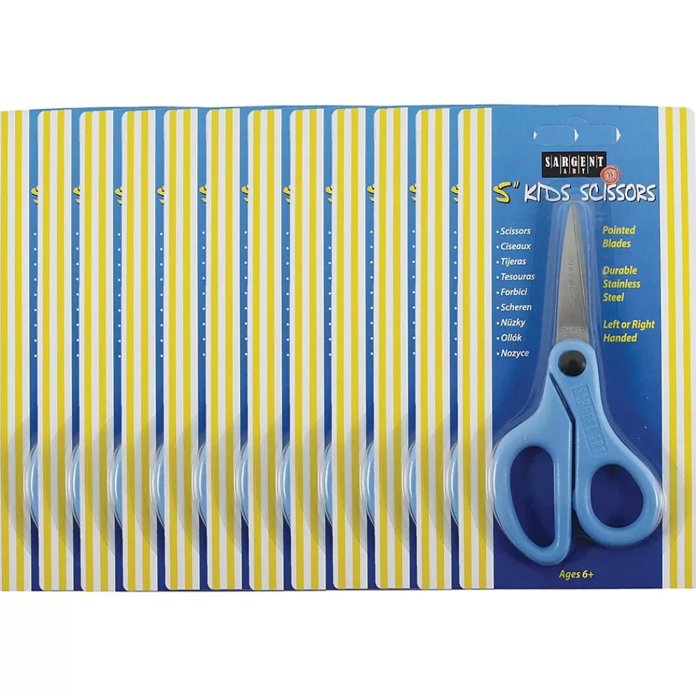 Sargent Art Scissors<5" Student Stainless Steel Scissors, Pointed Tip, Blue, 12/Pack (SAR220905-12)