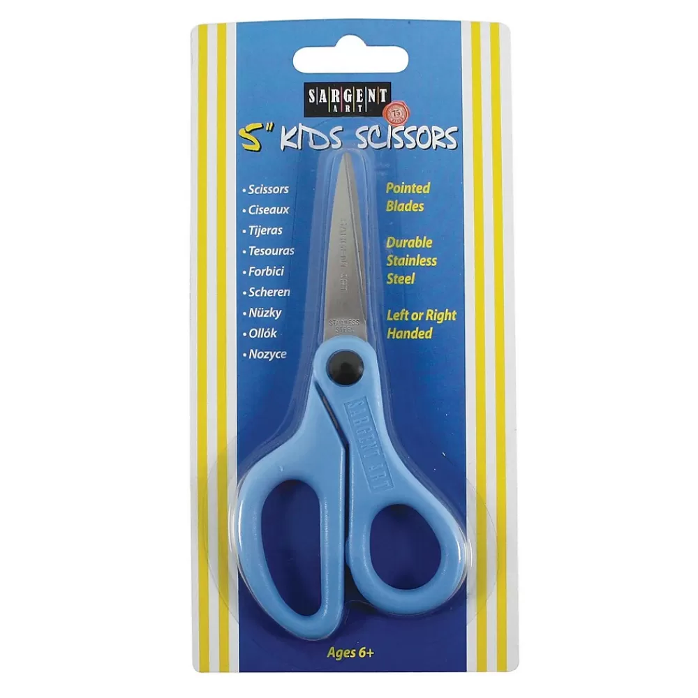 Sargent Art Scissors<5" Student Stainless Steel Scissors, Pointed Tip, Blue, 12/Pack (SAR220905-12)