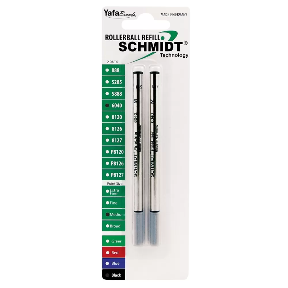 Schmidt Ink Pens<Schmidt 6040 Fineliner W/ Spring Loaded Refill, Fits Most Capped Rollerball Pens, Medium, Black, 2 Pack (SC58117)