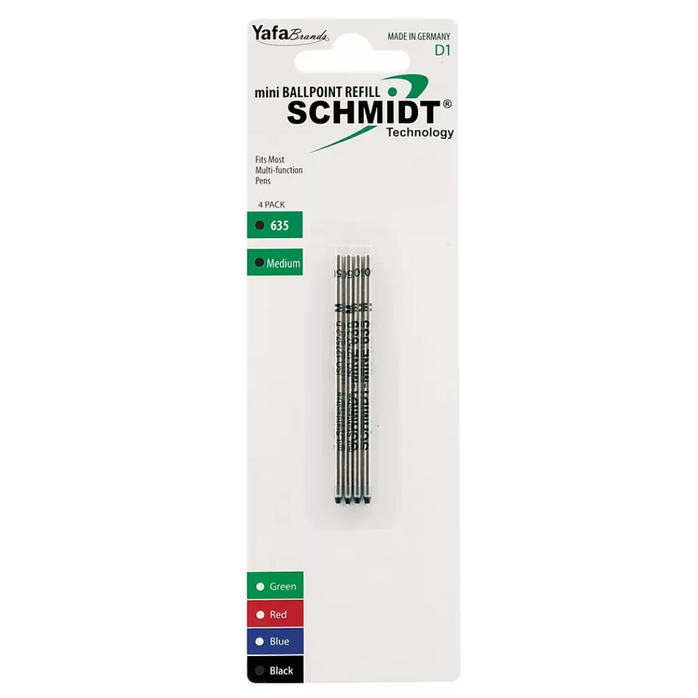 Schmidt Ink Pens<Schmidt 635 Mini D1 Ballpoint Refill, fits Multifunction pens, Medium, Black, 4 Pack (SC58149)