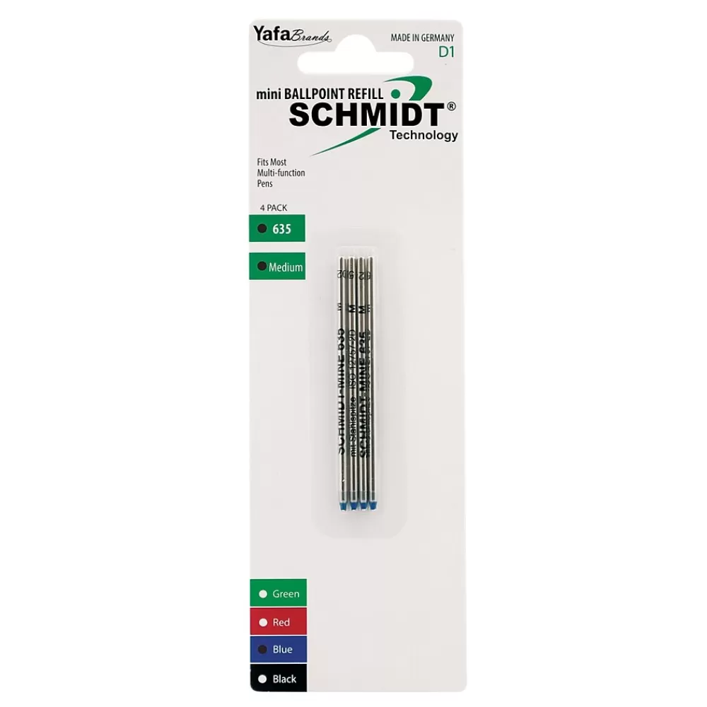 Schmidt Ink Pens<Schmidt 635 Mini D1 Ballpoint Refill, fits Multifunction pens, Medium, Blue, 4 Pack (SC58150)