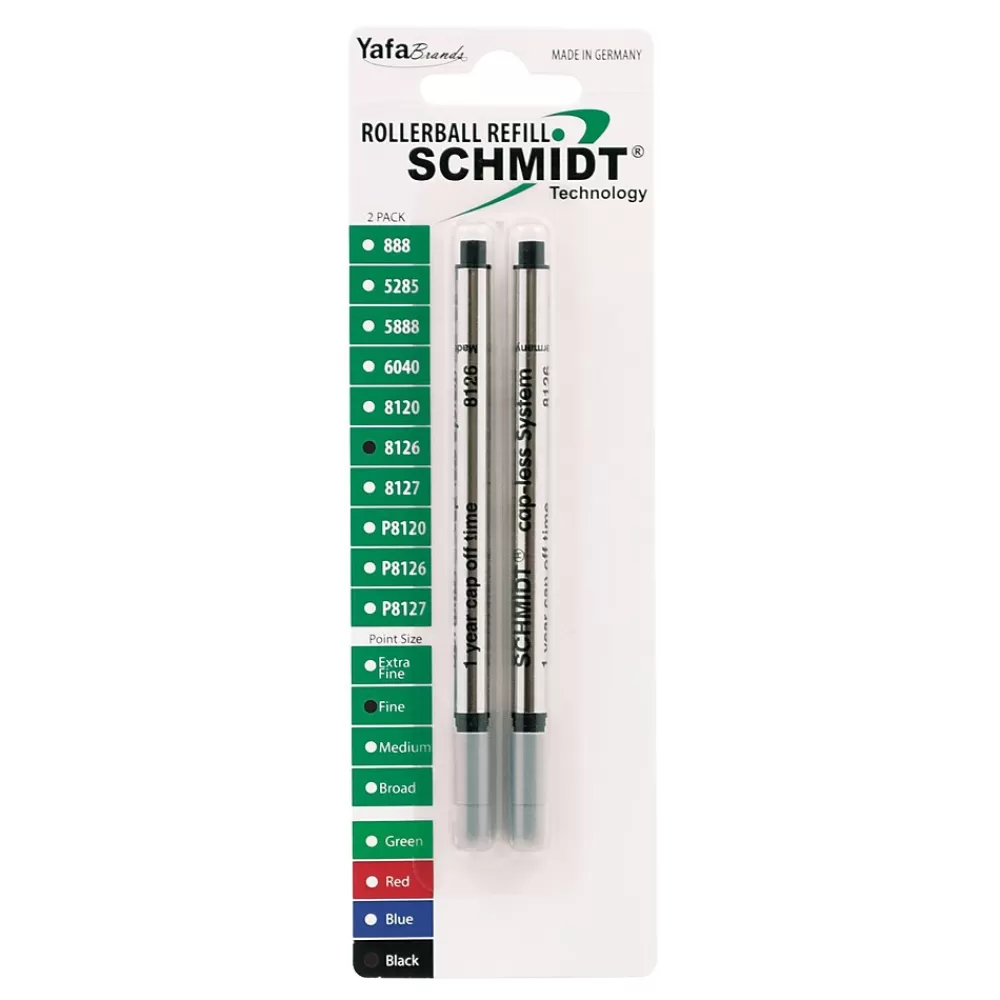 Schmidt Ink Pens<Schmidt 8126 Rollerball Long Capless Refill, Fine, Black, 2 Pack (SC58123)