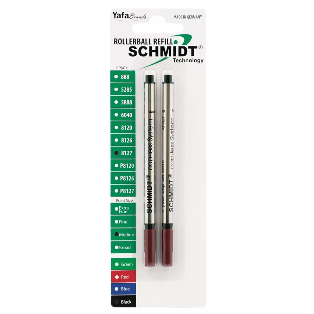 Schmidt Ink Pens<Schmidt 8127 Rollerball Long Capless Refill, Medium, Black, 2 Pack (SC58127)