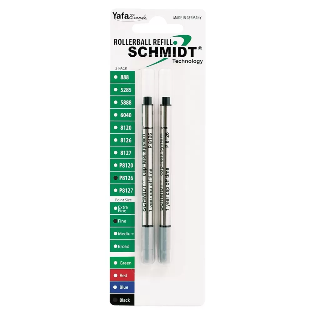 Schmidt Ink Pens<Schmidt 8126 Rollerball Short Capless Refill, Fine, Black, 2 Pack (SC58119)