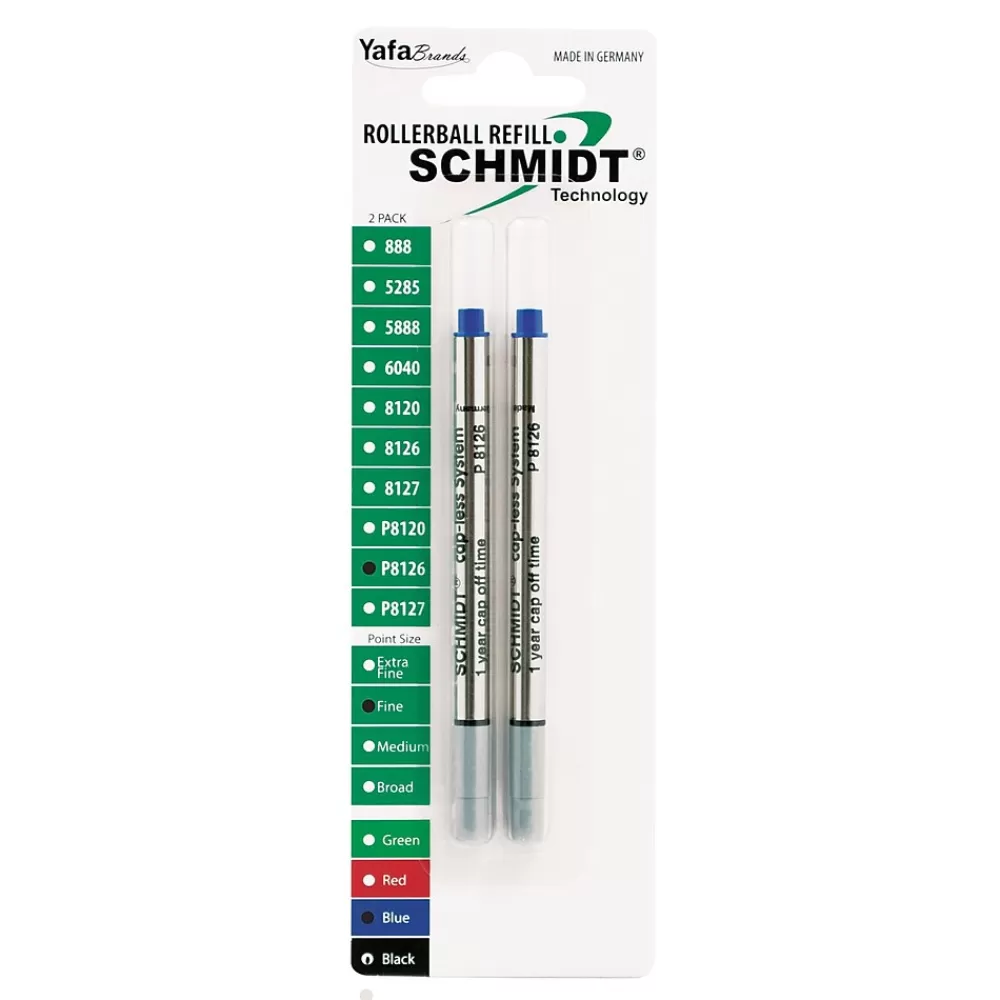 Schmidt Ink Pens<Schmidt 8126 Rollerball Short Capless Refill, Fine, Blue, 2 Pack (SC58120)