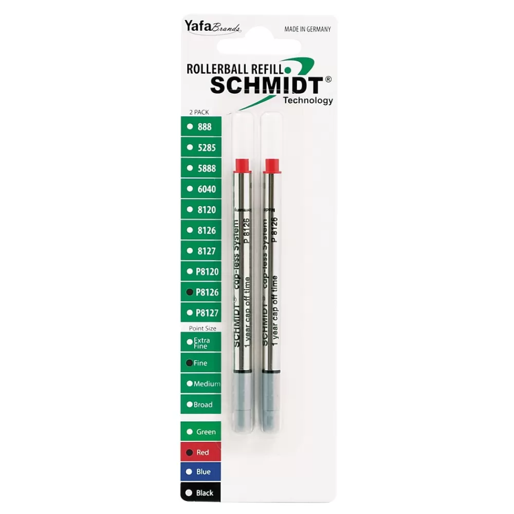 Schmidt Ink Pens<Schmidt 8126 Rollerball Short Capless Refill, Fine, Red, 2 Pack (SC58121)