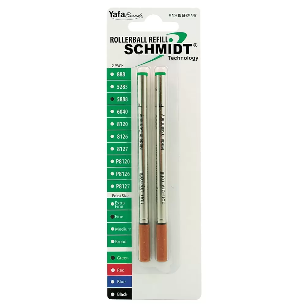 Schmidt Ink Pens<Schmidt 888 Safety Ceramic Rollerball Metal Tube Refill, Fits Universal Pens, Fine, Red, 2 Pack (SC58102)