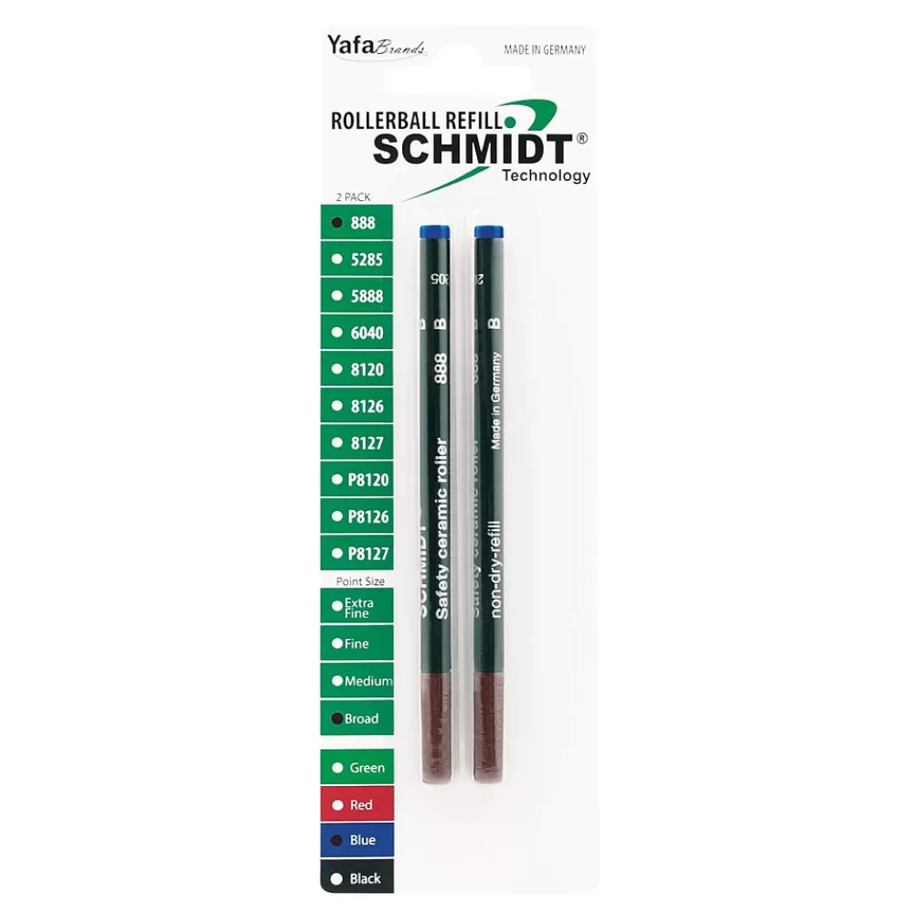 Schmidt Ink Pens<Schmidt 888 Safety Ceramic Rollerball Plastic Tube Refill, Fits Parker Rollerball Pens, Broad, Blue, 2 Pack (SC58114)