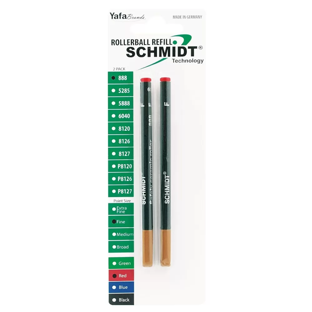 Schmidt Ink Pens<Schmidt 888 Safety Ceramic Rollerball Plastic Tube Refill, Fits Universal Pens, Fine, Red, 2 Pack (SC58110)