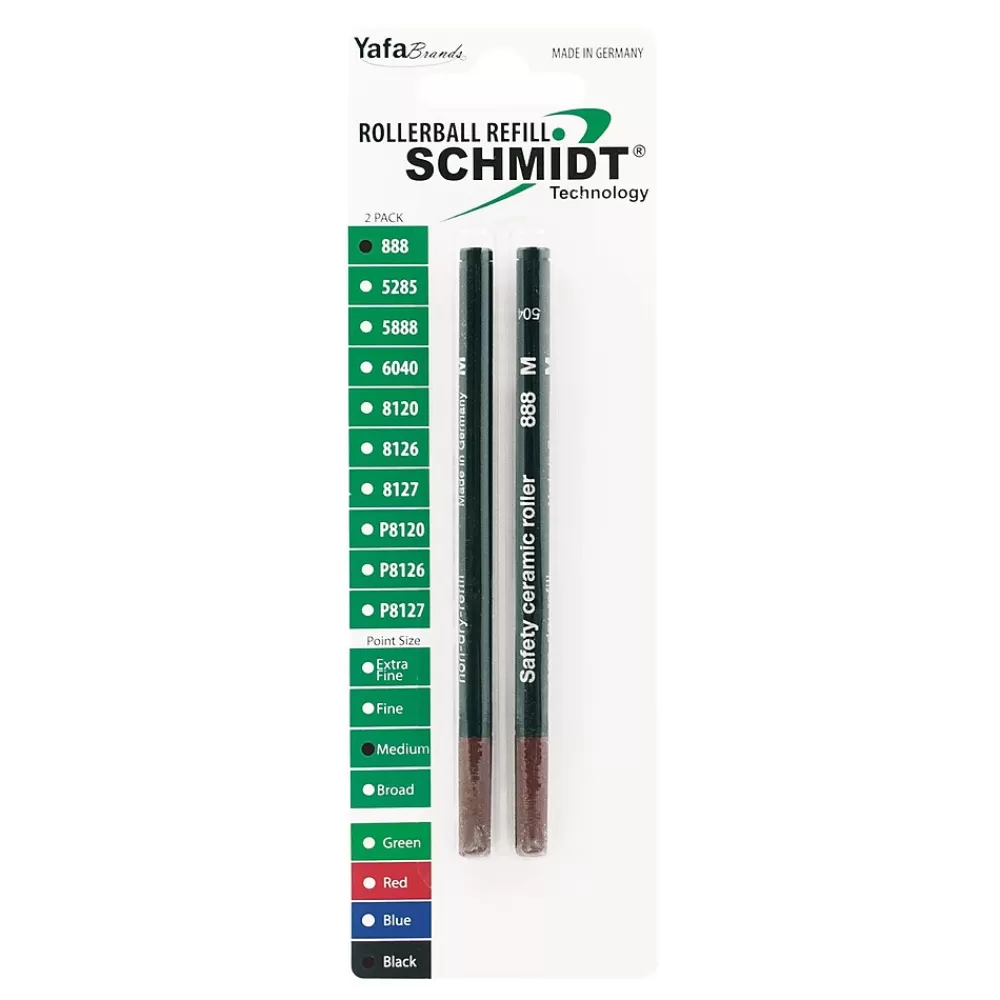 Schmidt Ink Pens<Schmidt 888 Safety Ceramic Rollerball Plastic Tube Refill, Fits Universal Pens, Medium, Black, 2 Pack (SC58111)
