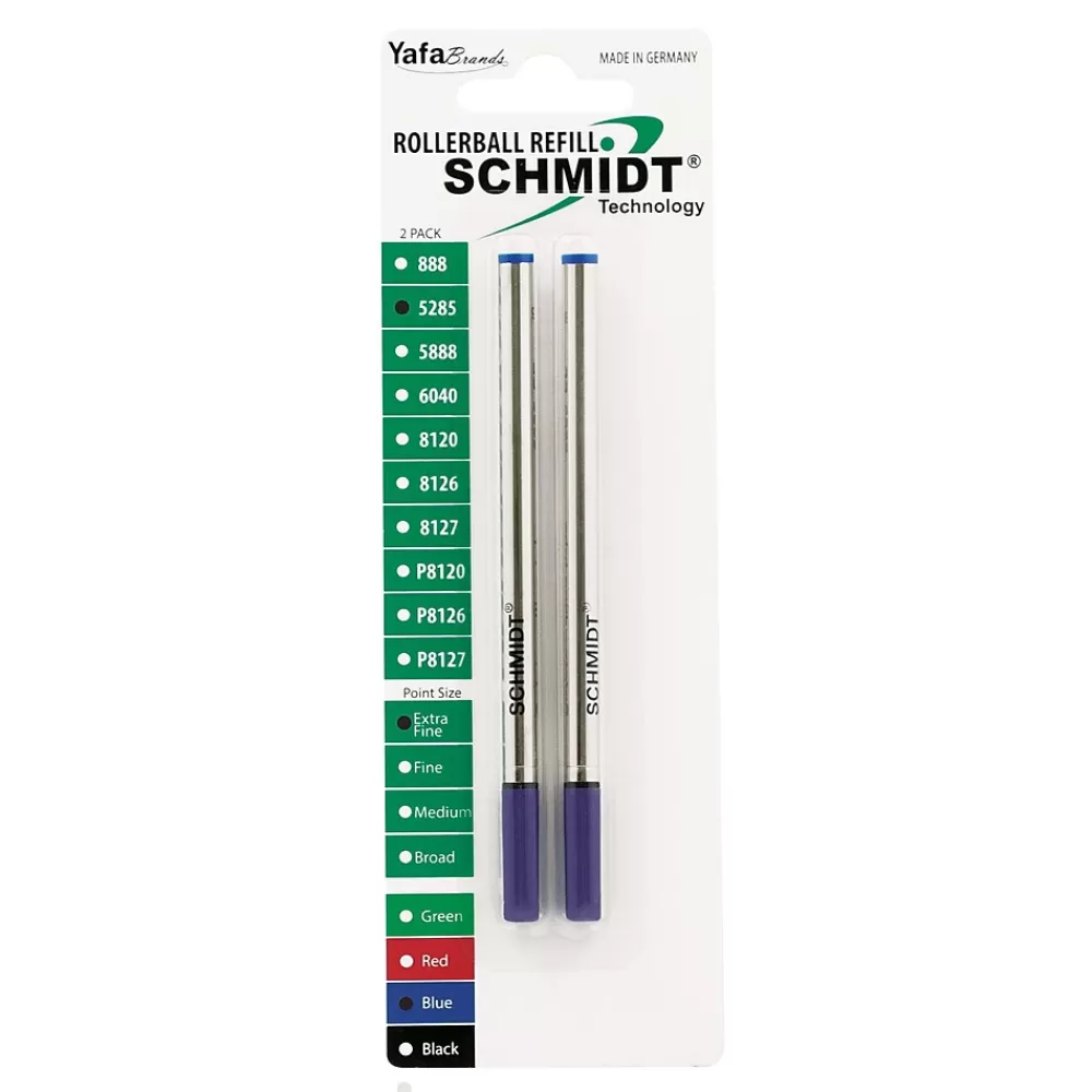 Schmidt Ink Pens<Schmidt 5285 Safety Rolling Tube Needle Point Refill, Fits Most Capped Rollerball Pens, Fine, Blue, 2 Pack (SC58116)
