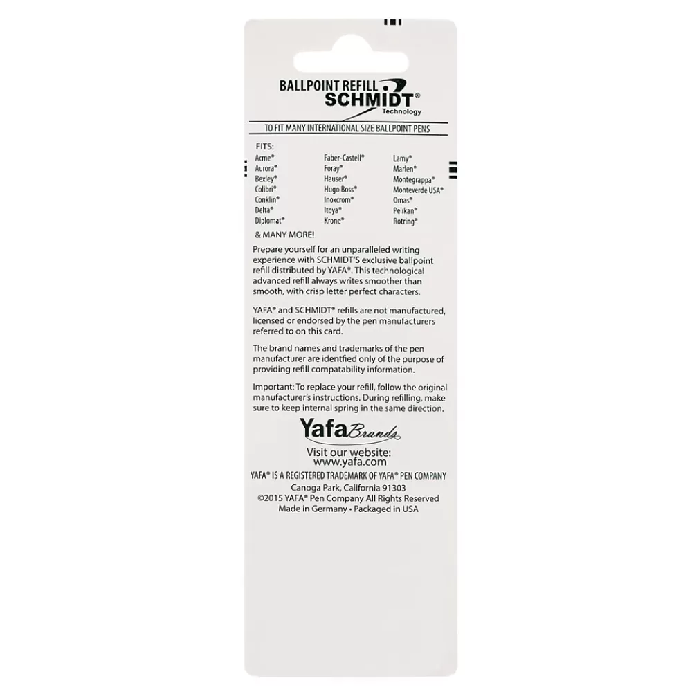 Schmidt Ink Pens<Schmidt P900 Ballpoint TC Ball Parker Style Refill, fits Parker ballpoint pens, Fine, Blue, 2 Pack (SC58140)