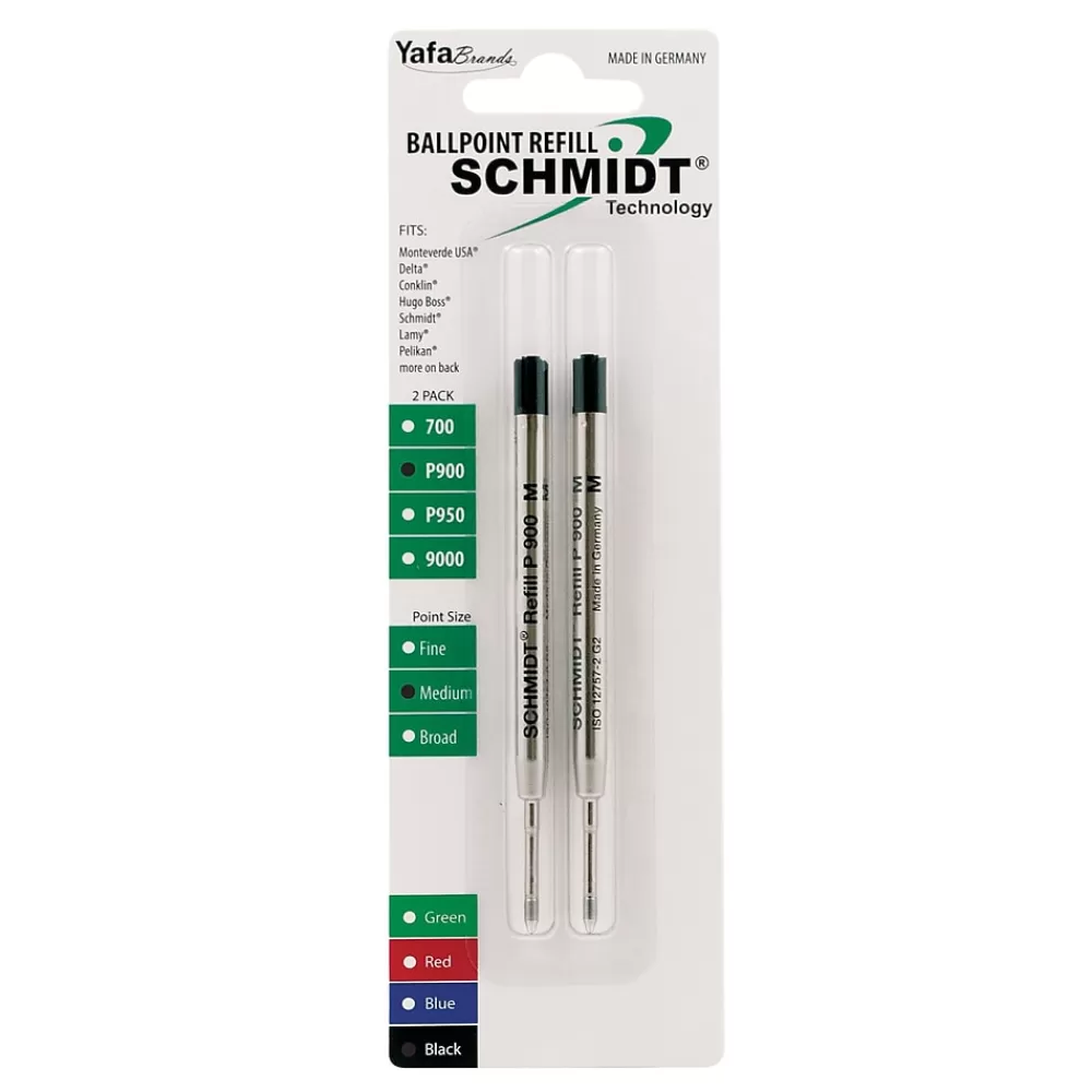 Schmidt Ink Pens<Schmidt P900 Ballpoint TC Ball Refill, To Fit Parker Ballpoint Pens, Medium, Black, 2 Pack (SC58135)
