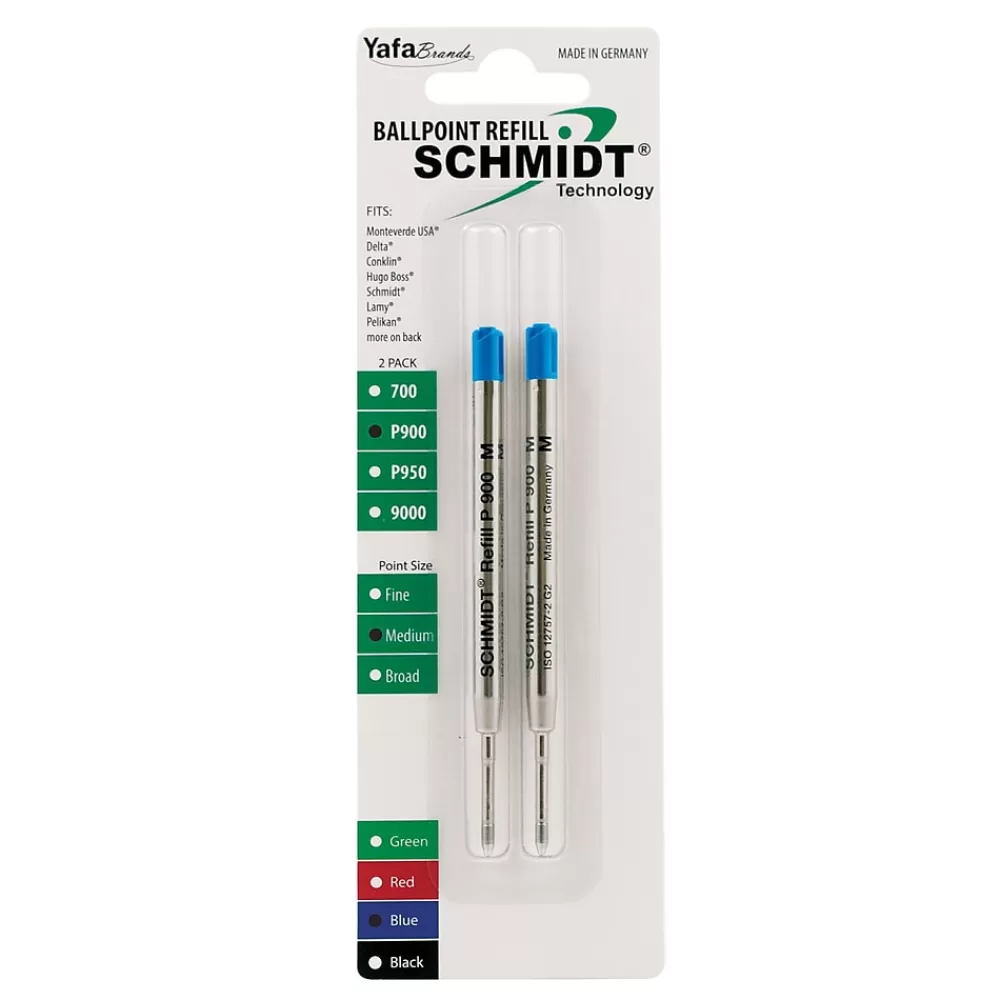 Schmidt Ink Pens<Schmidt P900 Ballpoint TC Ball Refill, To Fit Parker Ballpoint Pens, Medium, Blue, 2 Pack (SC58136)