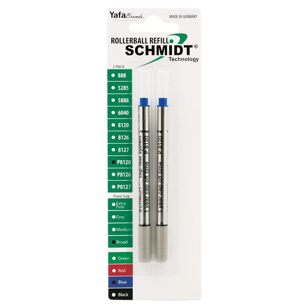 Schmidt Ink Pens<Schmidt P8120 Short Capless Rollerball Refill, Broad, Blue, 2 Pack (SC58134)