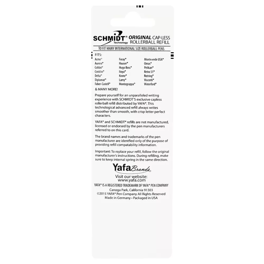 Schmidt Ink Pens<Schmidt P8120 Short Capless Rollerball Refill, Broad, Blue, 2 Pack (SC58134)