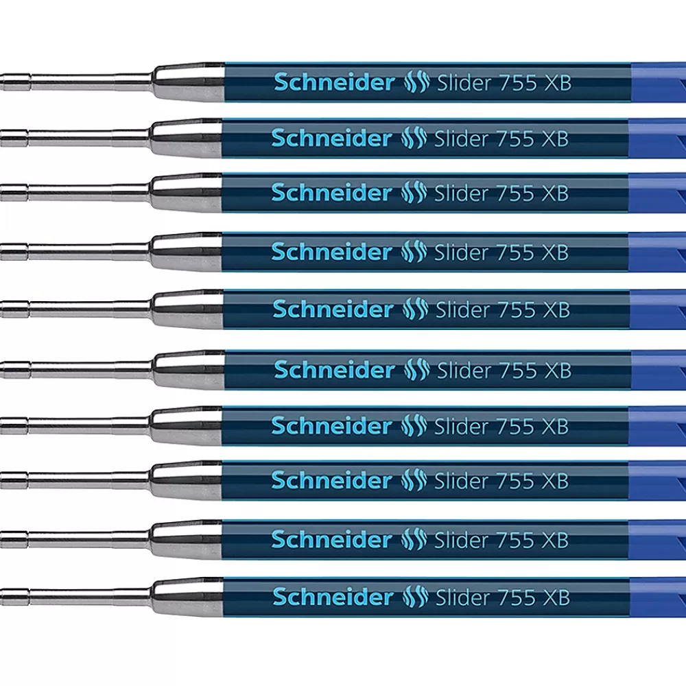Schneider Pens<Slider 755 XB Ballpoint Pen Refill, Extra Broad Point, Blue Ink, Pack of 10 (PSY175503-10)