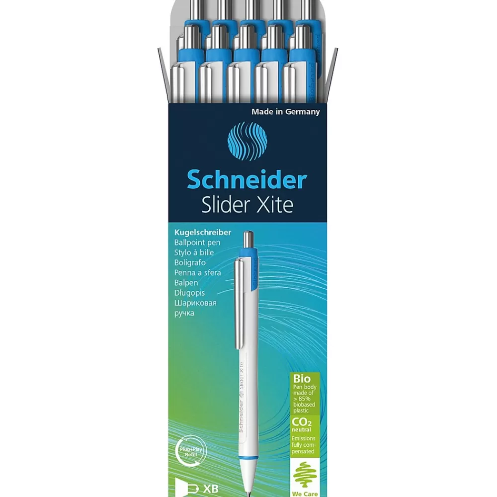 Schneider Pens<Slider Xite Retractable Ballpoint Pens, 1.4 mm, Extra Broad Point, Blue, 10/Box (PSY133203)