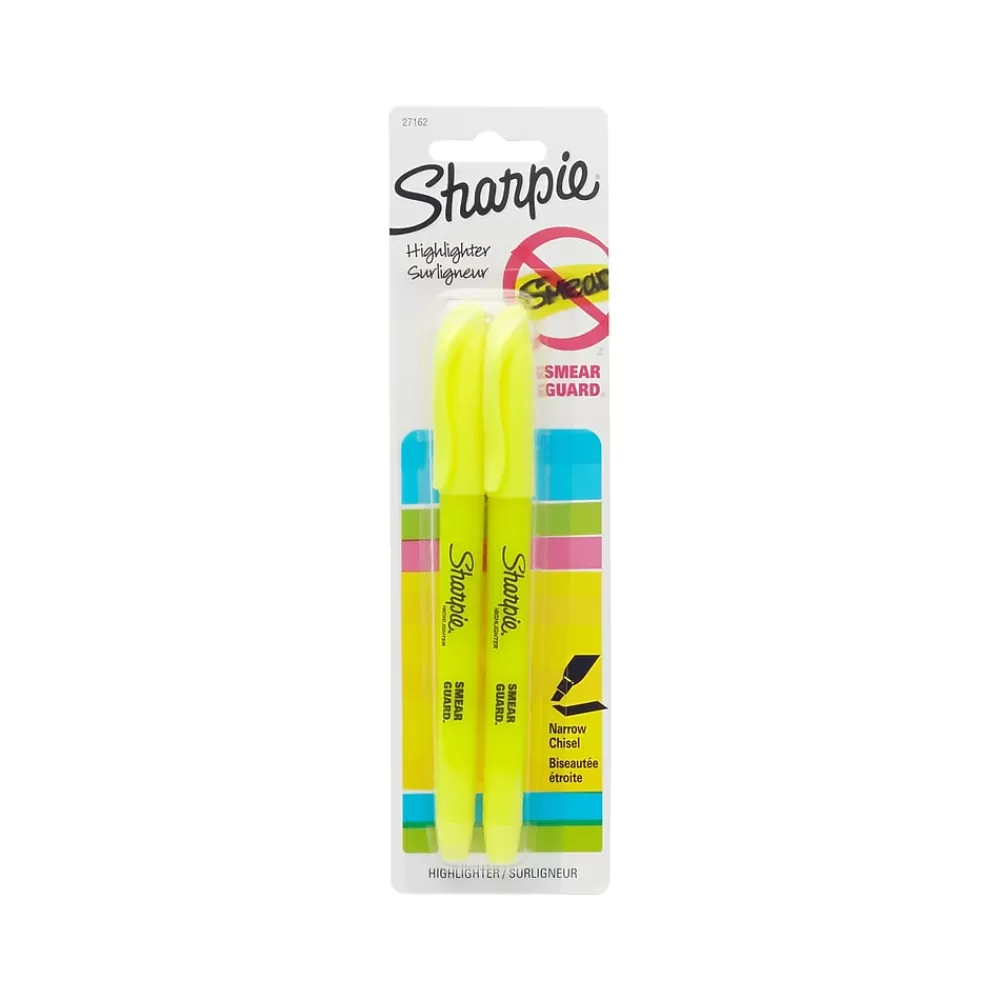 Sharpie Highlighters<Accent Stick Highlighter, Chisel Tip, Yellow, 2/Pack (27162)