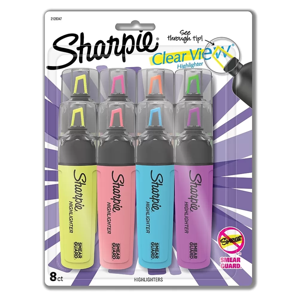 Sharpie Highlighters<Clear View Highlighter, Chisel Tip, Assorted, 8/Pack (1971843)