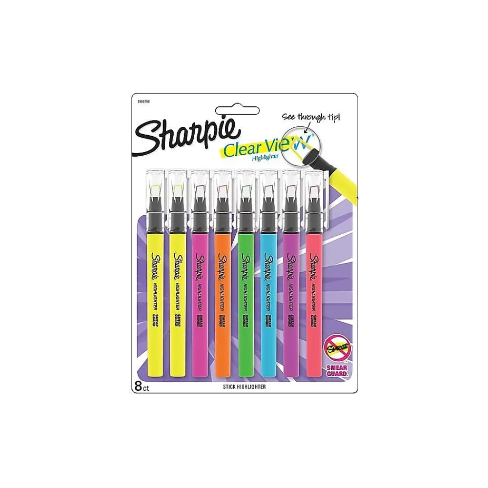 Sharpie Highlighters<Clear View Highlighter, Chisel Tip, Assorted, 8/Pack (1966798/2128218)