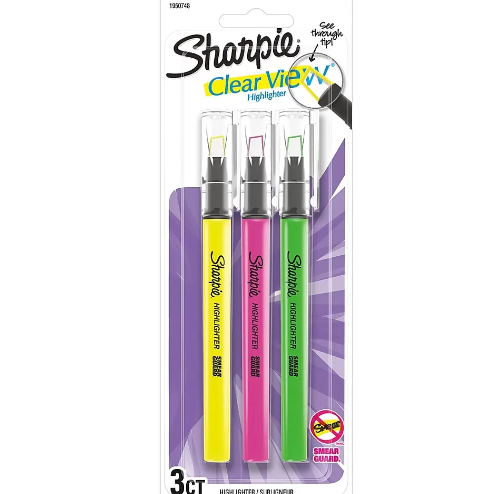 Sharpie Highlighters<Clear View Highlighter, Chisel Tip, Assorted, 3/Pack (1950748/2128214)